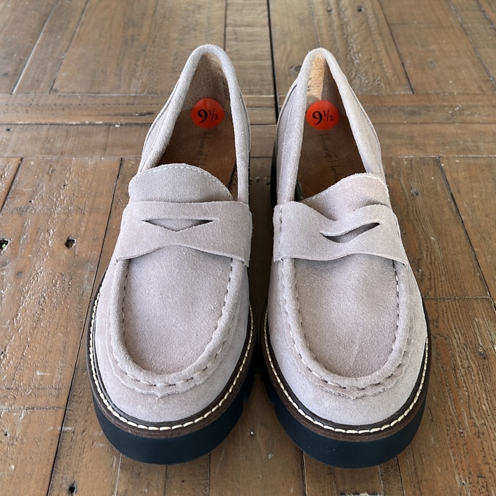 House of Harlow 1960 gunner light taupe gray suede platform loafers - Picture 2 of 9